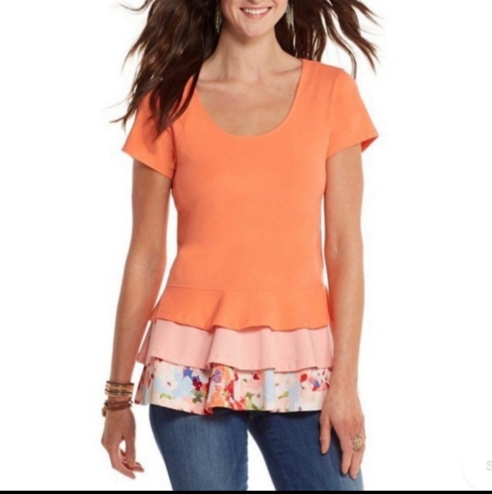 Matilda Jane Happy & Free Dream Puff Ruffled Tiered Tee Sz XL